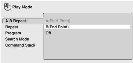 PIONEER DVD-V8000 - Select [B(End Point)], and press the ENTER button at the desired end point (B). - 1