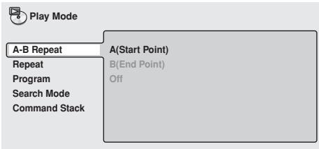 PIONEER DVD-V8000 - During playback, press the PLAY MODE button to display the Play Mode menu, then select [A-B Repeat]. - 1