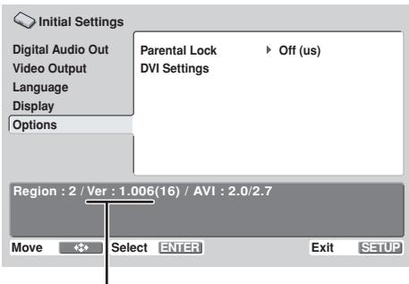 PIONEER DVD-V8000 - With [Options] selected, press the DISPLAY button to display the firmware version in the menu window. - 1