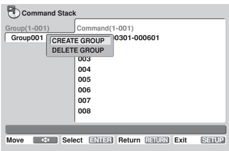 PIONEER DVD-V8000 - 1) With the cursor on the name of the last group present, press the ENTER button. - 1