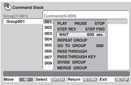 PIONEER DVD-V8000 - 1) Le curseur se trouvant sur [WAIT], appuyez sur la touche numérique [5], puis sur la touche ENTER. - 1
