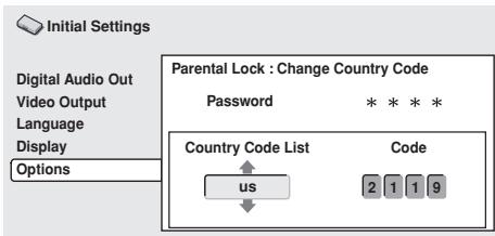 PIONEER DVD-V8000 - Selecting from [Country Code List] - 1