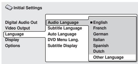PIONEER DVD-V8000 - Sélectionnez [Other Language]. - 1