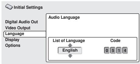PIONEER DVD-V8000 - Sélection à partir de [List of Language] - 1