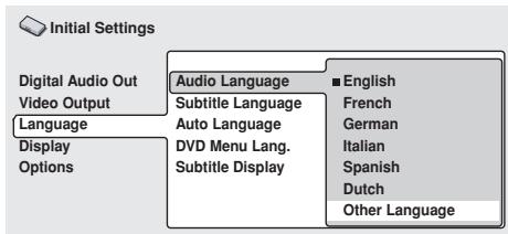 PIONEER DVD-V8000 - Select [Other Language]. - 1