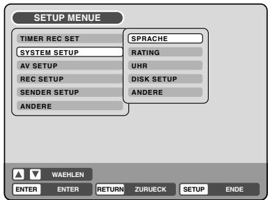 PIONEER DVR-RT400-S - Verwendung des SETUP-MENÜS - 3