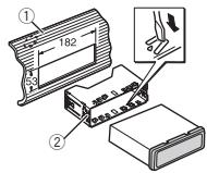 PIONEER DEH-150MP - Secure the mounting sleeve by using a screwdriver to bend the metal tabs (90°) into place. - 1