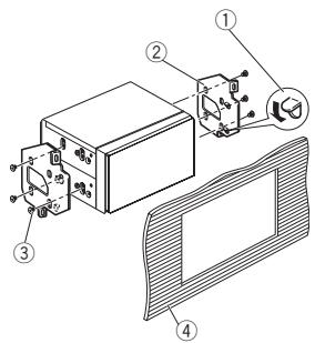 PIONEER FHX-700BT - ● Fastening the unit to the factory radio-mounting bracket. - 2
