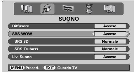 TOSHIBA 52WM48 - Premere MENU e selezionale il menu SUONO. - 1