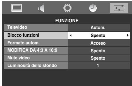 TOSHIBA REGZA AV550 DIGITAL - Selezionare Blocco funzioni dal menu FUNZIONE e scegliere Acceso o Spento usando . - 1