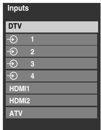 TOSHIBA REGZA AV550 DIGITAL - Input selection - 1