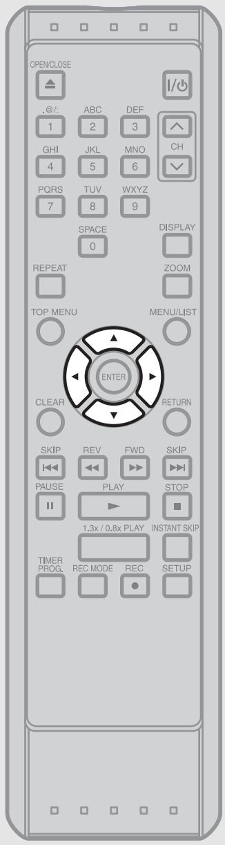 OPEN/CLOSE .0/: ABC DEF 1 2 3 GHI JKL MNO CH 4 5 6 PQRS TUV WXYZ 7 8 9 SPACE DISPLAY 0 REPEAT ZOOM TOP MENU MENU/LIST ENTER CLEAR RETURN SKIP REV FWD SKIP PAUSE PLAY STOP 1.3x / 0.8x PLAY INSTANT SKIP TIMER REC MODE REC SETUP PROG. REC MODE REC SETUP