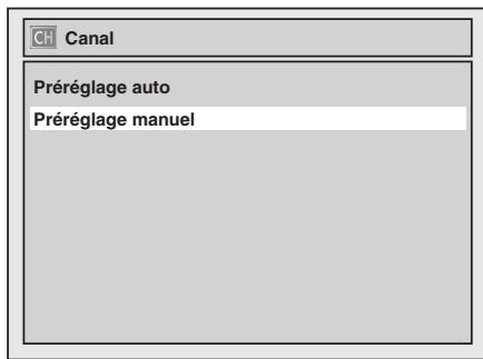 CH Canal Préréglage auto Préréglage manuel