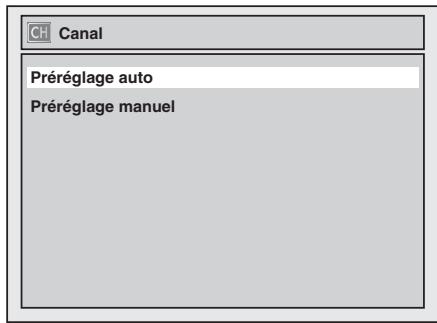 Préréglage auto Préréglage manuel