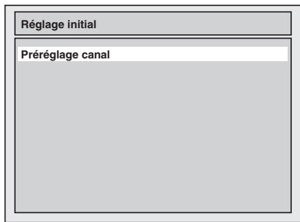 Réglage initial Préréglage canal