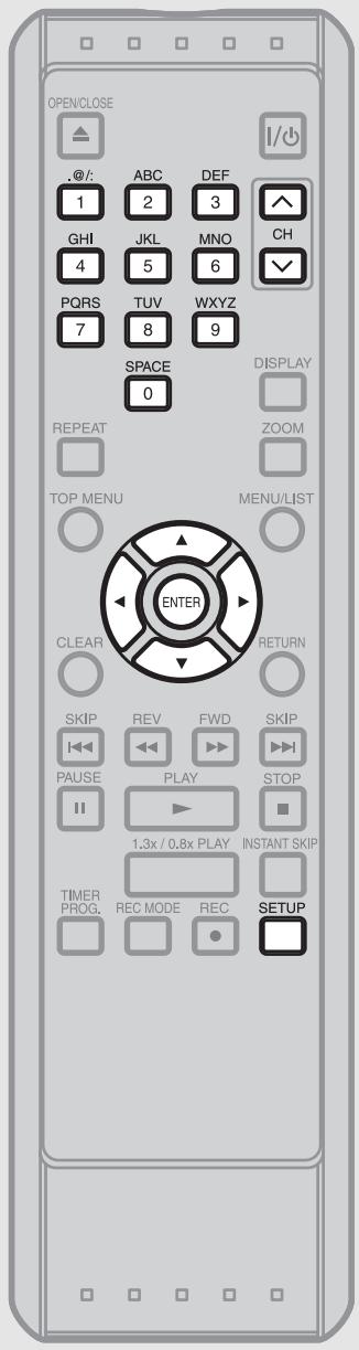 OPEN/CLOSE .@/: ABC DEF 1 2 3 GHI JKL MNO CH 4 5 6 PQRS TUV WXYZ 7 8 9 SPACE 0 DISPLAY REPEAT ZOOM TOP MENU MENU/LIST ENTER CLEAR RETURN SKIP REV FWD SKIP PAUSE PLAY STOP 1.3x / 0.8x PLAY INSTANT SKIP TIMER REC MODE REC SETUP PROG. REC MODE REC