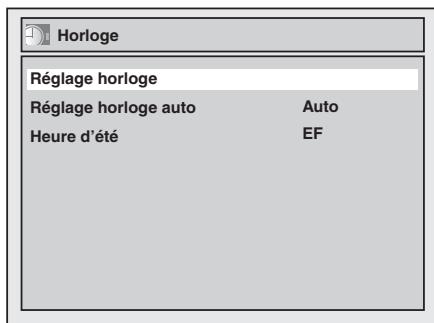 Horloge Réglage horloge Réglage horloge auto Auto Heure d'été EF