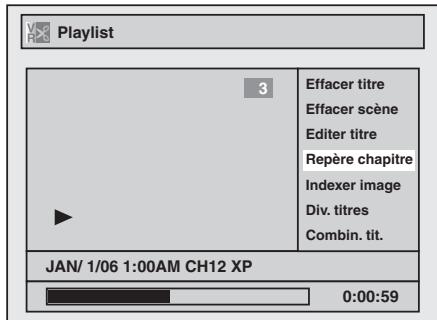 Playlist 3 Effacer titre Effacer scène 效益者 titre Repère chapitre Indexer image Div. titres Combin. tit. JAN/ 1/06 1:00AM CH12 XP 0:00:59