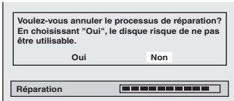 Voulez-vous annuler le processus de réparation? En choisissant "Oui", le disque risque de ne pas être utilisable. Oui Non Réparation