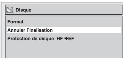 Disque Format Annuler Finalisation Protection de disque HF →EF