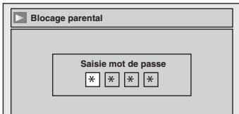 Blocage parental Saisie mot de passe * * * *