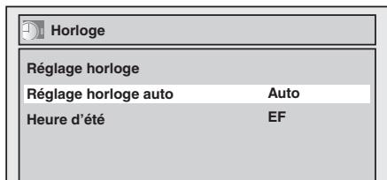 Horloge Réglage horloge Réglage horloge auto Auto Heure d'été EF