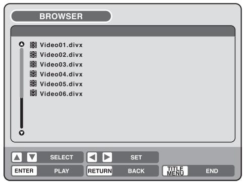 TOSHIBA D-VR5 - Appuyer sur ou pour choisir le fichier divx. - 1