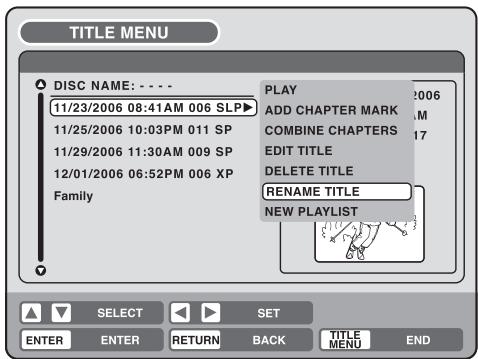TOSHIBA D-VR5 - Changement de nom d'un titre original - 2