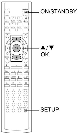 ON/STANDBY ▲/▼ OK SETUP
