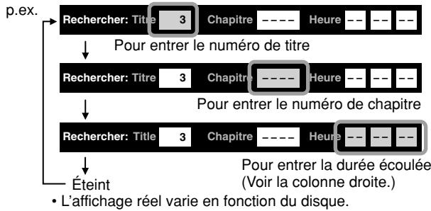 TOSHIBA HD-XE1 - Appuyez sur T.SEARCH de façon répétée pour sélectionner la zone que vous voulez entrer. - 1