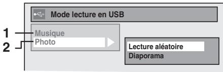 Mode lecture en USB Musique Photo Lecture aléatoire Diaporama