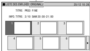 SHARP DV-HR350F/HR300F - Appuyez sur REC LIST pour afficher l'écran LIST des ENR. (vignette). - 1