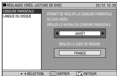 SHARP DV-HR350F/HR300F - Appuyez sur / pour sélectionner "censure parentale", puis appuyez sur set/enter. - 1