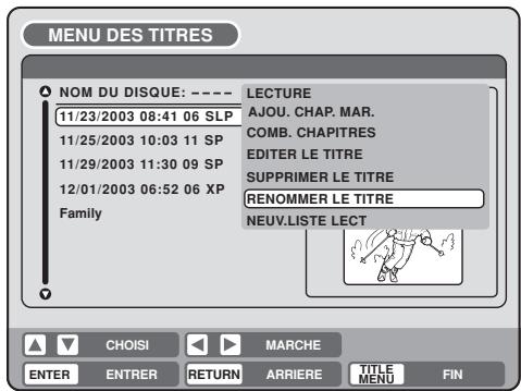SHARP DV-RW250F - Changer le nom d'un titre original - 2