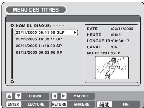 SHARP DV-RW270F - Appuyer sur TITLE menu/top MENU. le MENU des titres apparait. - 1