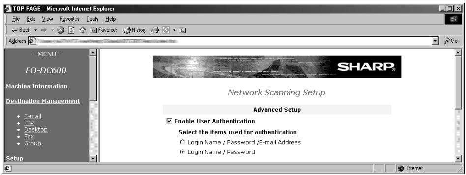 SHARP FO-DC500 - Enabling user authentication - 1