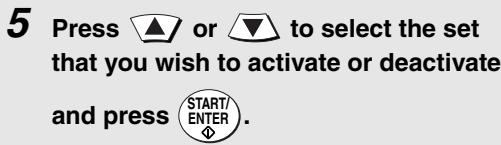 SHARP FO-DC500 - Activating or deactivating a set - 1