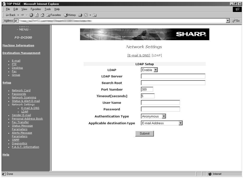 SHARP FO-DC500 - LDAP server settings - 1