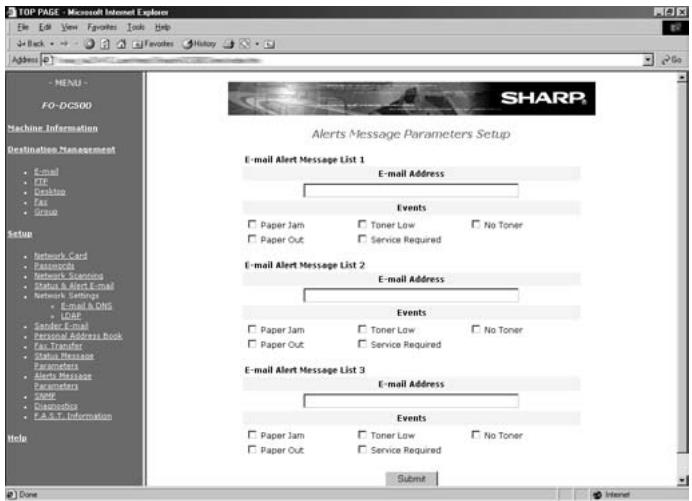 SHARP FO-DC500 - Setting up status and alert messaging - 2