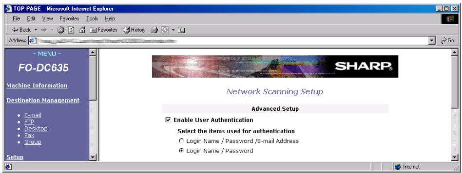SHARP FO-DC635 - Enabling user authentication - 1