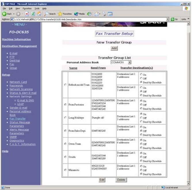 SHARP FO-DC635 - Storing transfer groups - 1