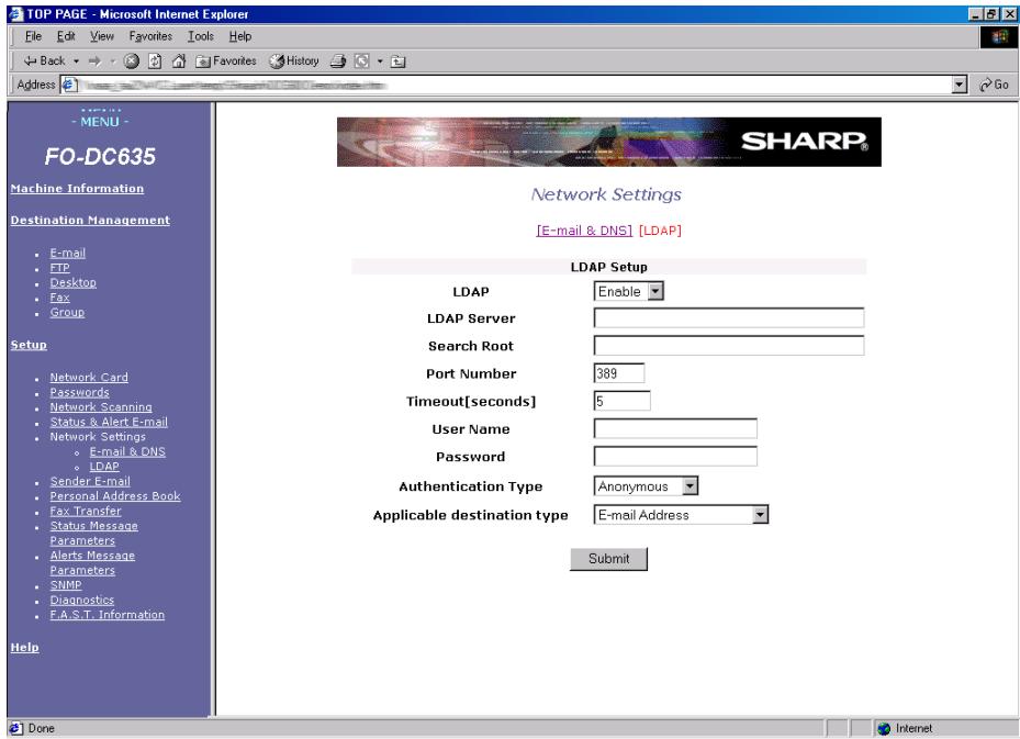 SHARP FO-DC635 - LDAP server settings - 1