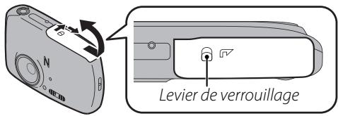 FUJIFILM Z33WP - Ouvrez le couvercle du compartment de la batterie. - 1