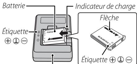 FUJIFILM JZ500 - Placez la batterie dans le chargeur. - 1