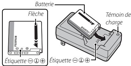 FUJIFILM FINEPIX F900EXR - Insérez la batterie dans le chargeur de batterie fourni. - 1