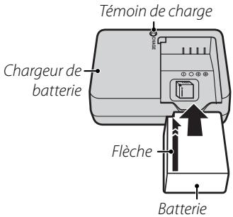 FUJIFILM FINEPIX HS30EXR - Insérez la batterie dans le chargeur. - 1