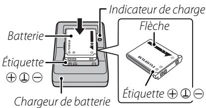 FUJIFILM FINEPIX JV100 - Placez la batterie dans le chargeur. - 1