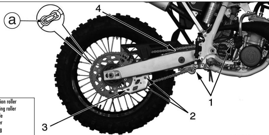 HUSQVARNA HVA WR 300 2010 - Chain tension rollers, chain driving roller, chain guide, chain runner - 1