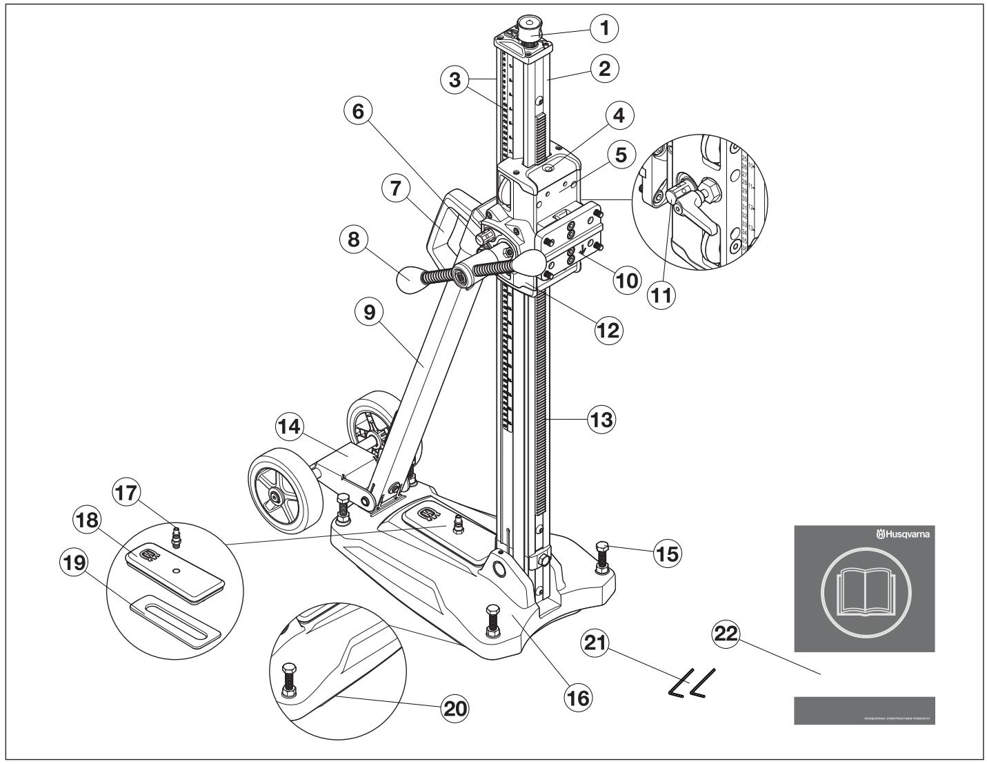 HUSQVARNA DM S240 - Bestandteile der Bohrmaschine - 1