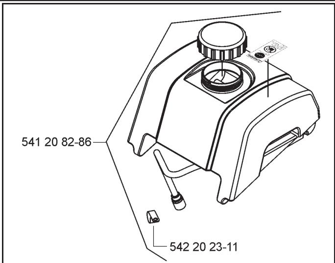 HUSQVARNA FS 410 D - Waterreservoir (P) installeren (indien aanwezig): - 1